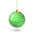 Christmas Tree Shiny Green Ball. New Year Decoration. Winter Season. December Holidays. Greeting Gift Card Or Banner Royalty Free Stock Photo