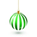 Christmas Tree Shiny Green Ball. New Year Decoration. Winter Season. December Holidays. Greeting Gift Card Or Banner Royalty Free Stock Photo