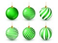 Christmas Tree Shiny Green Balls Set. New Year Decoration. Winter Season. December Holidays. Greeting Gift Card Or Royalty Free Stock Photo