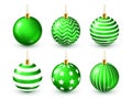 Christmas Tree Shiny Green Balls Set. New Year Decoration. Winter Season. December Holidays. Greeting Gift Card Or Royalty Free Stock Photo