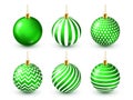 Christmas Tree Shiny Green Balls Set. New Year Decoration. Winter Season. December Holidays. Greeting Gift Card Or Royalty Free Stock Photo