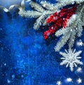 Art Christmas Tree With Shiny Holiday Lights on Blue Background Royalty Free Stock Photo
