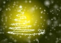 Christmas tree on shiny yellow/dark background