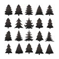 Christmas tree silhouette design vector set. Royalty Free Stock Photo