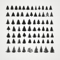 Christmas tree silhouette design vector set Royalty Free Stock Photo