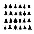 Christmas tree silhouette design vector set. Royalty Free Stock Photo