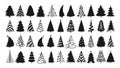 Christmas tree silhouette set New Years traditional symbol pines design stamp stencil noel vector