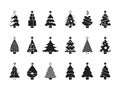 Christmas tree silhouette. Simple symbols of xmas celebration original decorated plants vector icon pictures Royalty Free Stock Photo