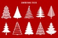 Christmas tree silhouette. Vector set template for laser, paper cutting