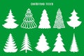 Christmas Tree Silhouette. Vector Set Template For Laser, Paper Cutting