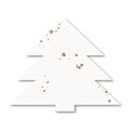 Christmas tree silhouette on white background. Seasonal holiday illustration with gold bronze glitter. Royalty Free Stock Photo