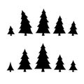 Christmas tree silhouettes on the white background. Royalty Free Stock Photo