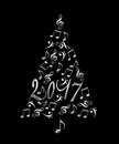 2017 christmas tree with silver metal musical notes