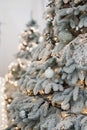 Christmas tree with silver white decorations Royalty Free Stock Photo
