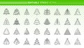 Christmas Tree simple black line icons vector set Royalty Free Stock Photo