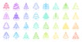Christmas Tree simple color line icons vector set Royalty Free Stock Photo