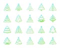 Christmas Tree simple color line icons vector set Royalty Free Stock Photo