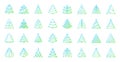 Christmas Tree simple color line icons vector set Royalty Free Stock Photo