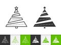 Christmas Tree simple fir black line vector icon Royalty Free Stock Photo