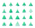 Christmas Tree simple gradient icons vector set Royalty Free Stock Photo