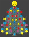 Christmas Tree with Smileys on the dark Background