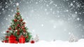 Christmas tree and snow background Royalty Free Stock Photo