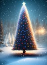 Christmas tree with snow background Royalty Free Stock Photo
