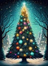 Christmas tree with snow background Royalty Free Stock Photo