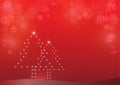 Christmas tree and snow flakes on red background Royalty Free Stock Photo