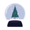 Christmas tree snow globe decoration Royalty Free Stock Photo