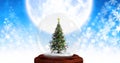 Christmas tree snow globe and Snowflake Christmas pattern and moon Royalty Free Stock Photo