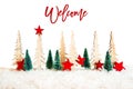 Christmas Tree, Snow, Red Star, Text Welcome Royalty Free Stock Photo