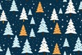 christmas tree and snow seamless pattern AI generated