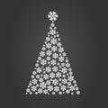 Christmas tree of snow vector. Gretting Xmas card. Christmas snowflake tree decoration. Vector holid Royalty Free Stock Photo