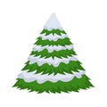 Christmas tree in the snow. On a white background, cartoon flat vector illustration. Royalty Free Stock Photo