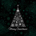 Christmas tree of Snowflakes. Vector background. Royalty Free Stock Photo