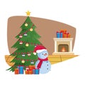 Christmas tree and snowman, colorful design