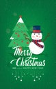 Christmas Tree and Snowman on a green background vector.