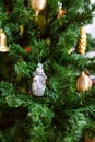 Christmas tree and snowman ornament Royalty Free Stock Photo