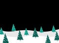 Christmas tree on snowy landscapes isolate on png or transparent background, Graphic resources for New Year, Birthdays and