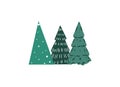 Christmas tree on snowy landscapes isolate on png or transparent background, Graphic resources for New Year, Birthdays and