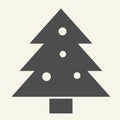 Christmas tree solid icon. Decorated holiday firtree glyph style pictogram on white background. New Year signs for