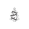 Christmas tree solid icon, decorations with star