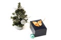 Christmas tree, sphere and gift