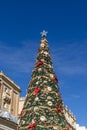 Christmas tree in a square in Valletta, Malta Royalty Free Stock Photo