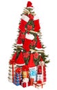 Christmas tree with stack gift box. Royalty Free Stock Photo