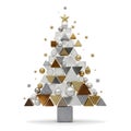 Christmas Tree Stacked from White and Gold Ornaments Royalty Free Stock Photo