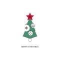 Christmas tree with star and balls. Isolated icon of a winter holiday. Royalty Free Stock Photo