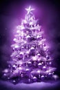 Christmas tree star and baubles on purple background, created using generative ai technology Royalty Free Stock Photo