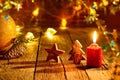 Christmas tree star and candle vintage Royalty Free Stock Photo